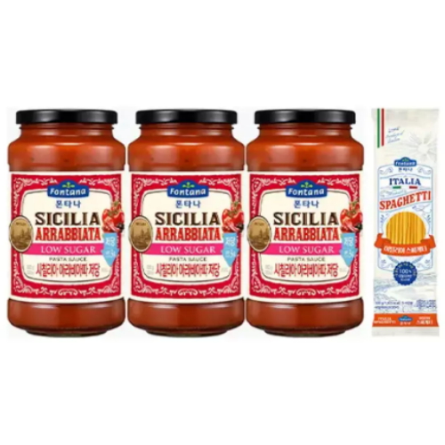 폰타나 시칠리아 아라비아따 저당 파스타소스 600g x 3개 + 이탈리아 스파게티 500g (3개)_이미지