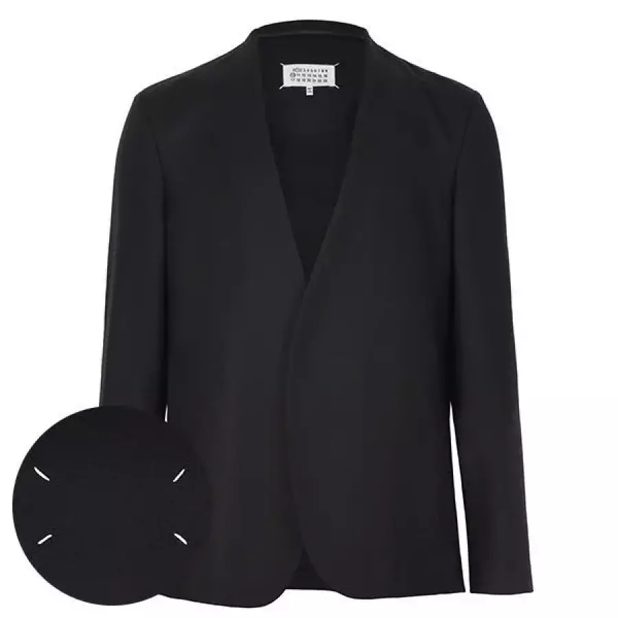 남성 블랙 칼라리스 미니멀 울 자켓 157796636