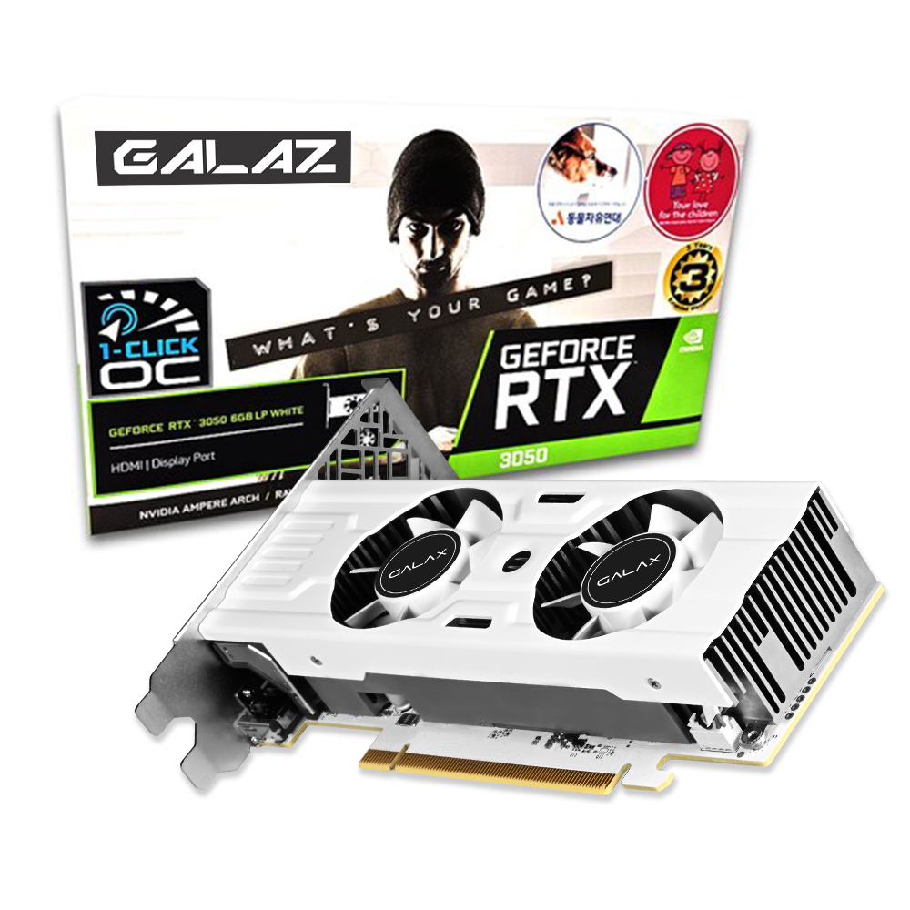 갤럭시 GALAZ 지포스 RTX 3050 WHITE D6 6GB LP_이미지