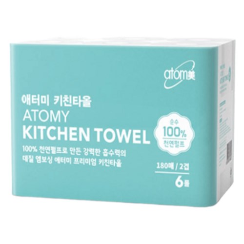  애터미 키친타월 180매 (6입) [2팩(12입)]