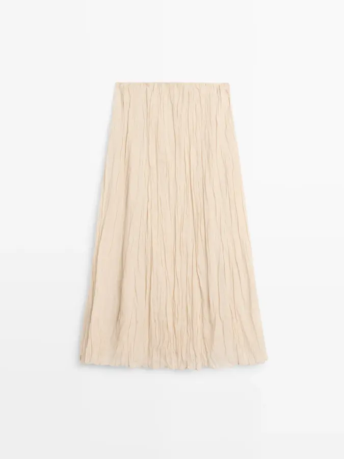 개더 하늘거리는 미디 스커트 Gebrochen Weiss 5234757