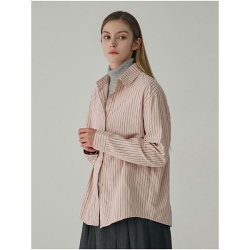 비지트인뉴욕 피치 스트라이프 루즈핏 셔츠 VBBLSE2_이미지