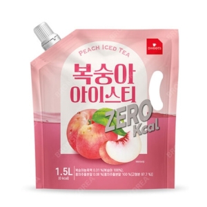 웰그린 스위츠 복숭아 아이스티 제로 1.5L 1개/대용량 파우치 액상 에이드_이미지