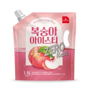 <b>웰</b>그린 스위츠 복숭아 아이스티 <b>제로</b> 1.5L 1개/대용량 파우치 액상 에이드