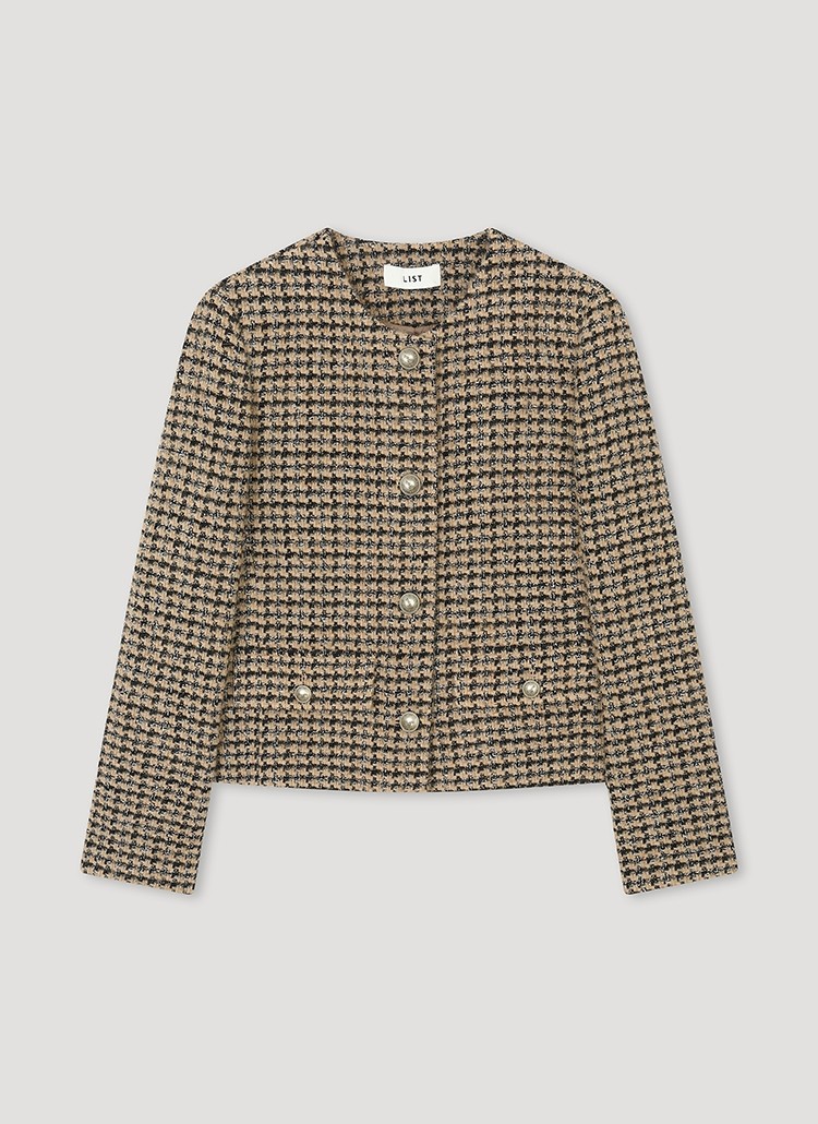 리스트 트위드 하운드투스 재킷 TWWJKN80030