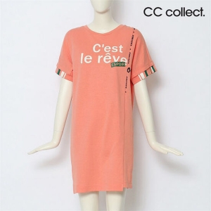  씨씨콜렉트 배색 레터링 반팔 원피스_C192MSE034