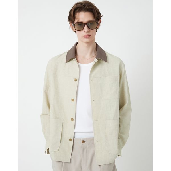 뉴욕 맨 라이트 베이지 린넨혼방 워크 자켓 JNJU4B104I1