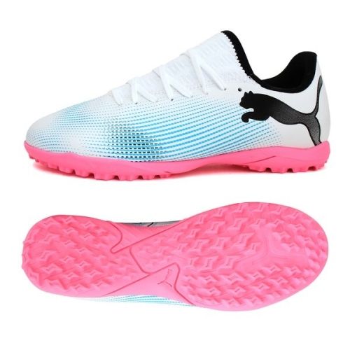 푸마 퓨처7 플레이 J TT 유소년 인조잔디용 풋살화 축구화 화이트핑크 107737-01