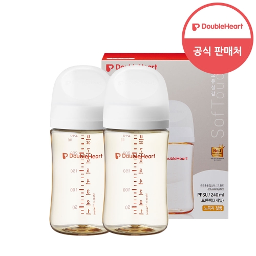 더블하트 모유실감 3세대 PPSU 베이직 240ml (노꼭지) (2개)_이미지
