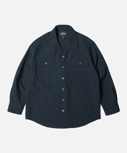 시어서커 프리즘웍스 FRIZMWORKS OPEN COLLAR SOLID SHIRT _ NAVY FZW20ST018 340336_이미지