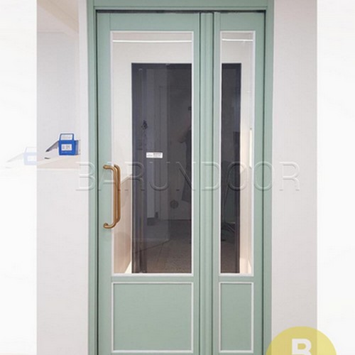 바른도어 올리브 그레이 투명강화유리 고시형 폴딩스윙중문