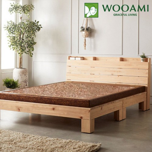 우아미가구 프린 편백 원목 수납 돌침대 Q (홍맥반석)