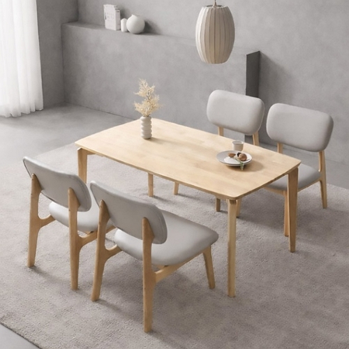 인터데코 낮아서 더 편한 원목 식탁 1400 (의자4개)