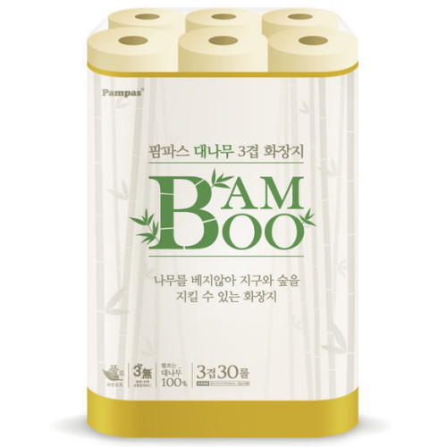 팜파스 대나무 3겹 화장지 27m (30롤) (1팩)