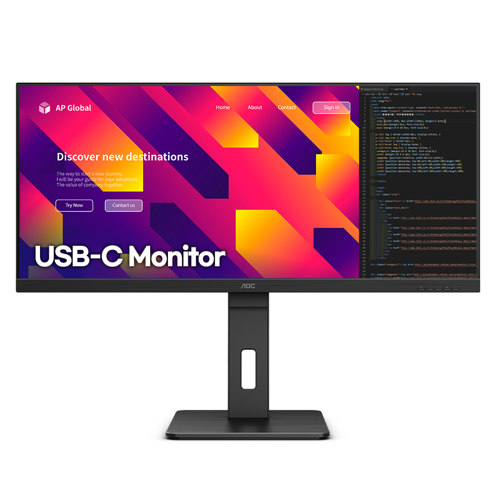 ���Ľ�ĵ AOC U34P2C ��Ʈ����̵� WQHD USB-C 75 ������ũ ������ ������