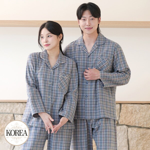 커플잠옷 여성 남성 긴팔 순면 파자마 신혼 연인 집들이 선물 홈웨어 M2069_6069 M클래식