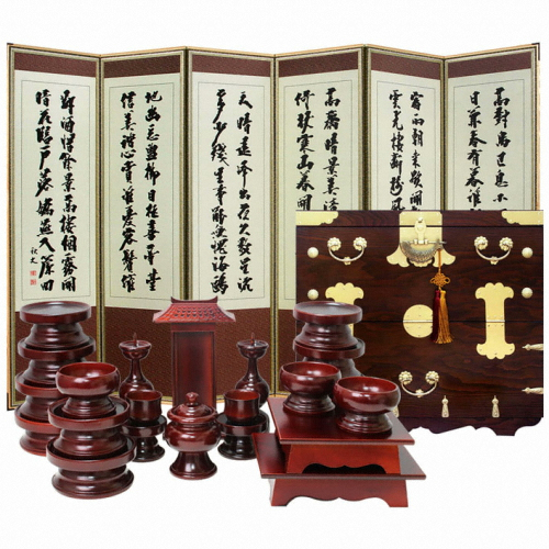 박씨상방 남원 오리목 실용제기 23P (+병풍(진주비단)+제기함(버선))