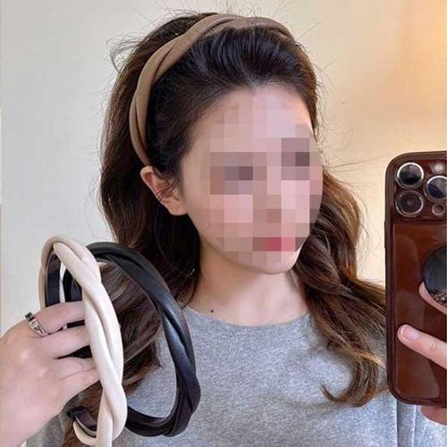 크로스 밴드 PU가죽 헤어띠 머리띠 헤어 3컬러 트위스 WD7E373_이미지