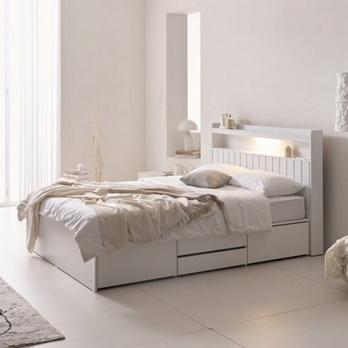 인터데코 호텔라인 4서랍 LED침대 Q (본넬스프링)_이미지