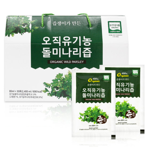 굿모닝비엔에프 즙쟁이 오직 유기농 돌미나리즙 80ml 30포 (1개)