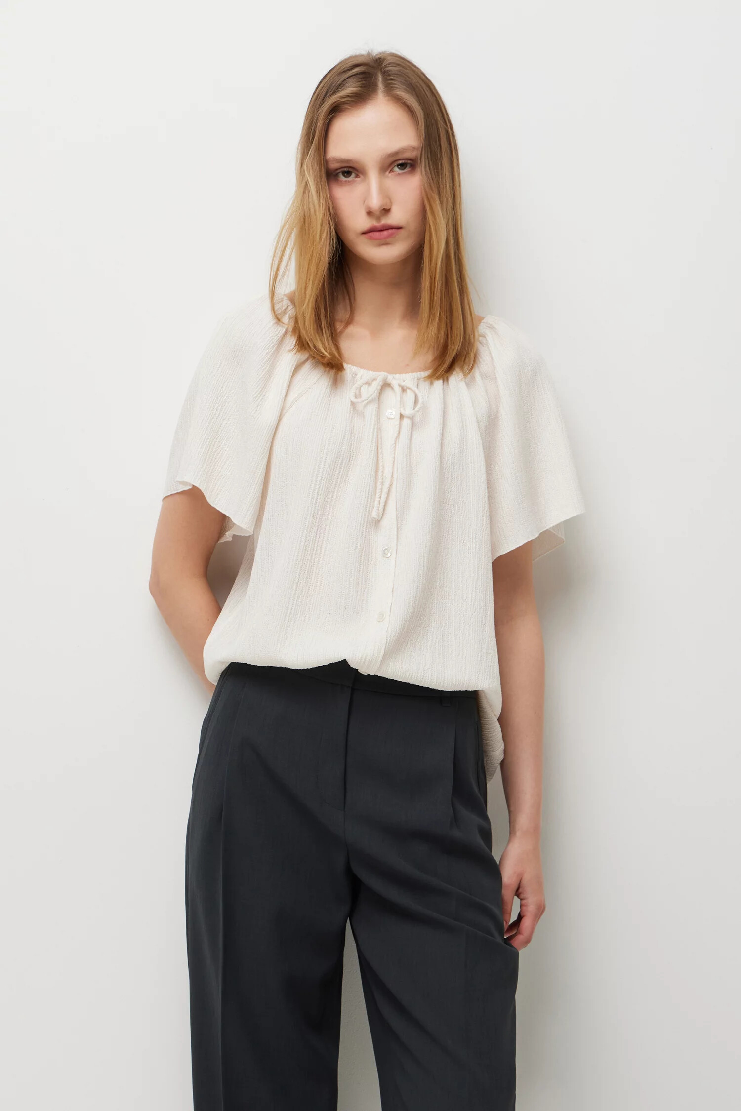 SISLEY 오로라 스퀘어넥 셔링 블라우스 SAWS53631_이미지