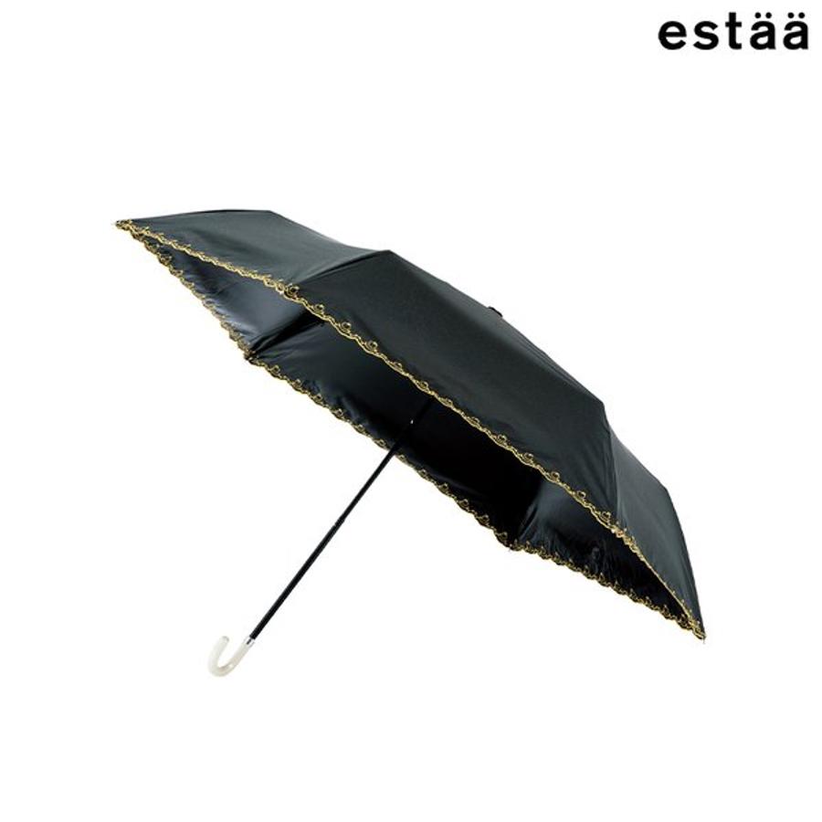 THE MAKERS LAB 에스타 페일 진주 미니 애플 스칼럽 3단 우양산 블랙 PE-2E3P505BL
