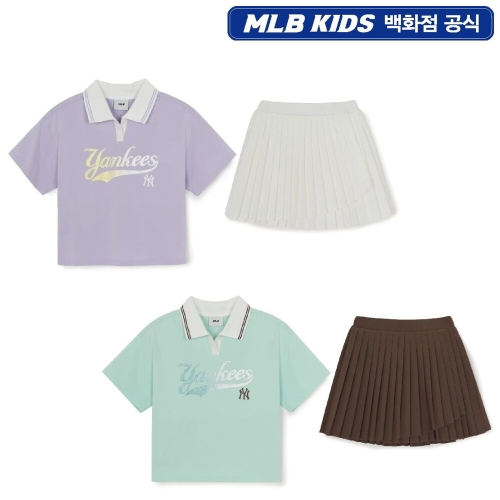 MLB MLB키즈 스포티브 애슬레저 컬시브 스커트 티셔츠세트 여아 2color 7FS1A0263