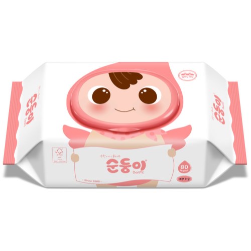 순둥이 베이직 무향 물티슈 캡형 80매 (10팩)_이미지