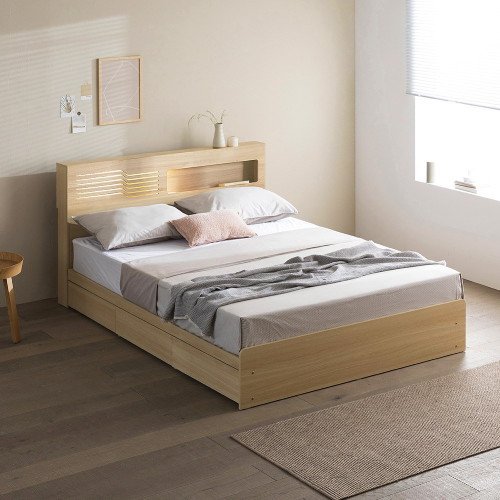 파로마 레아 멀티수납 LED침대 Q (20T라텍폼스독립)