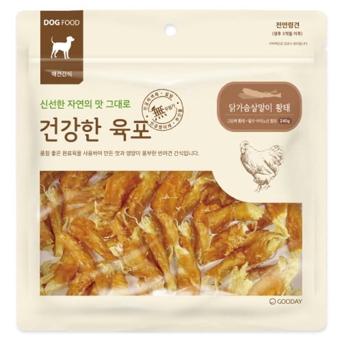 굿데이 건강한 육포 닭가슴살말이 황태 240g (1개)_이미지