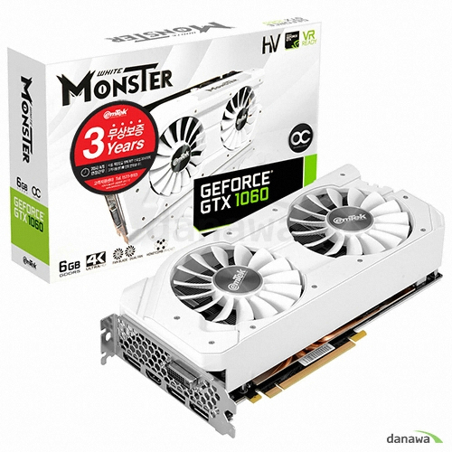 이엠텍 HV 지포스 <b>GTX</b><b>1060</b> WHITE MONSTER OC D5 <b>6GB</b>