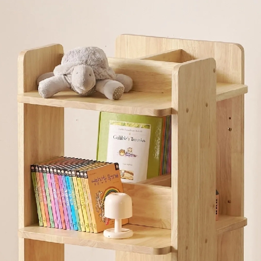 나무뜰 무크 원목 전면 4단 회전책장 490_이미지