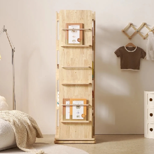 나무뜰 무크 원목 전면 4단 회전책장 490_이미지