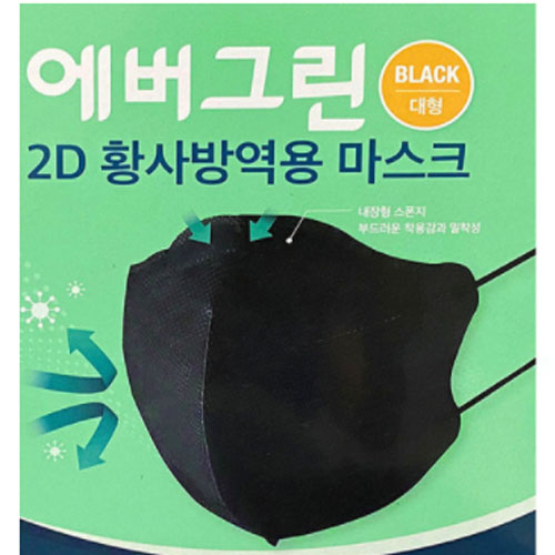에버그린 2D 황사방역용 KF94 대형 블랙 (1매)_이미지