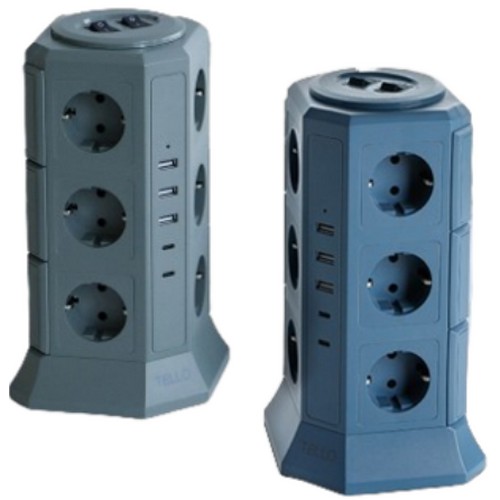 모닝아트 텔로 컬러에디션 12구 메인스위치 타워 멀티탭_이미지