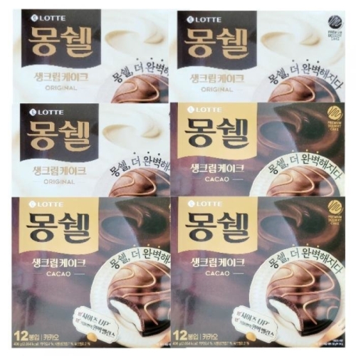 롯데제과 몽쉘 크림 408g 3개 + 카카오 408g 3개