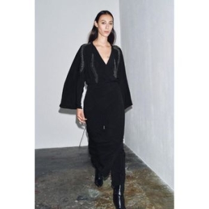 자라 우먼 ZW 컬렉션 비디드 엠브로이더드 자수 드레스 원피스 블랙 10979594