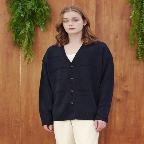  오즈 후드 스트라이프 니트 /