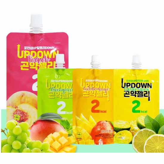 업다운 곤약젤리 복숭아 15팩+청포도 15팩+망고 15팩+깔라만시 15팩 (1세트)