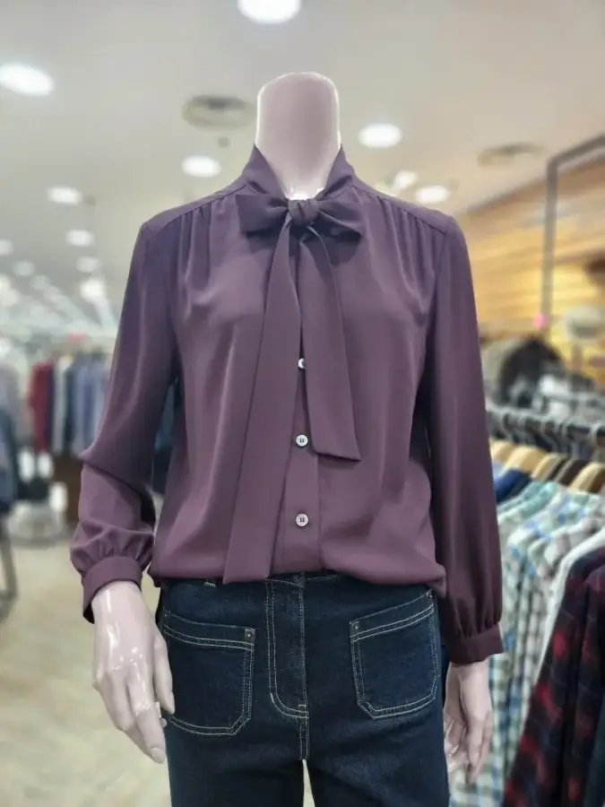  BCBG 무지 타이 블라우스 B5C8B430DG