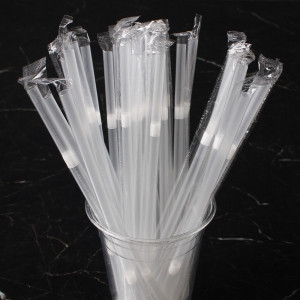 팩투유 개별포장 긴빨대 투명 자바라 25cm (500개)