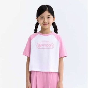 아웃도어프로덕츠 키즈여아 컬러 블록 세미크롭 티셔츠OD252ISS7_이미지