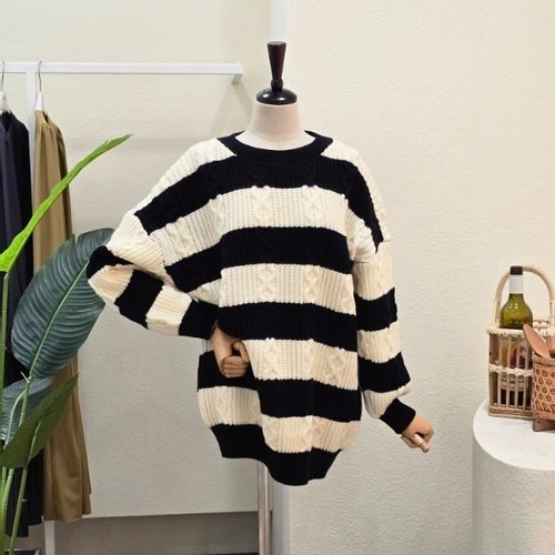  4CUS 멀티 단가라 니트 FW4J9KT5991