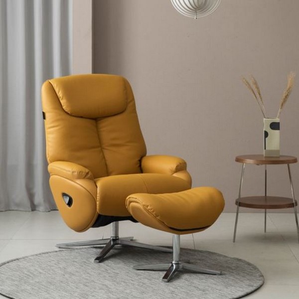 핸슨 로디 가죽 리클라이너 1인용 (스툴포함)_이미지