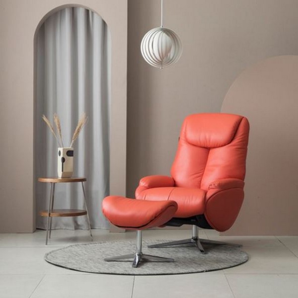 핸슨 로디 가죽 리클라이너 1인용 (스툴포함)_이미지