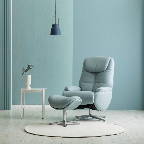 핸슨 로디 가죽 리클라이너 1인용 (스툴포함)_이미지