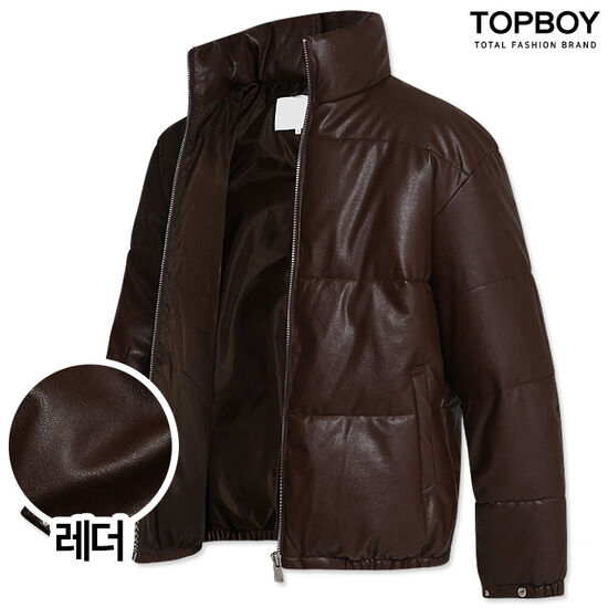 HIT 하이넥 오버핏 웰론 레더 숏패딩 RT857