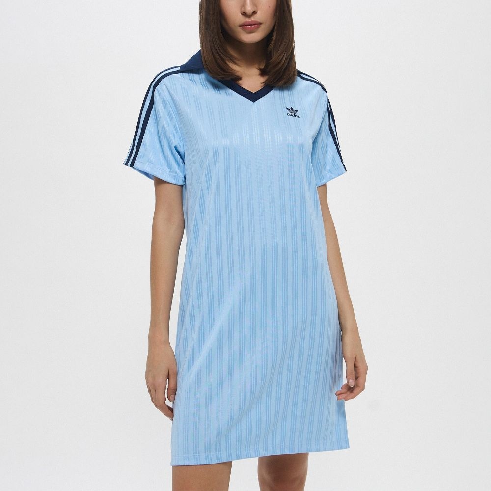 아디다스 아디컬러 풋볼 자카드 브이넥 원피스 JD5879_이미지