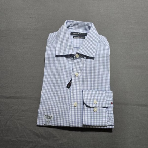 타미힐피거 14525489 남성 드레스 셔츠 레귤러핏 트윌 블루 C랭크 14.5 32 /33 스몰_이미지