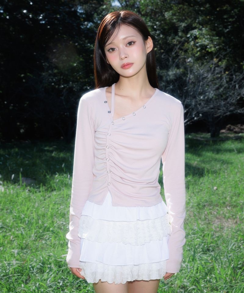 로제프란츠 ROSEFRANTZ Unbalanced Shirring Long S리 LEEve Pink RSTSPLS01P1 3140619_이미지